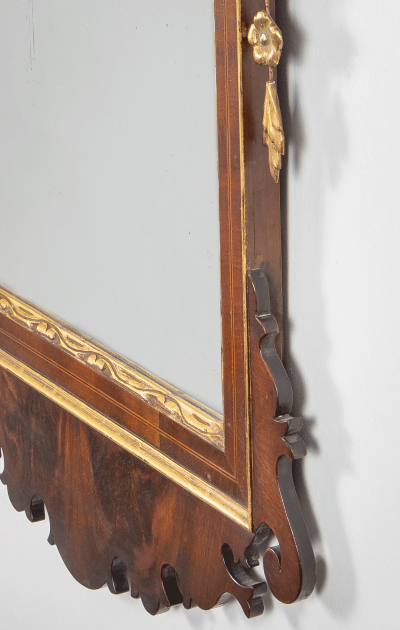 Federal American Inlaid Mahogany Parcel Gilt Mirror