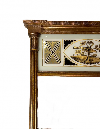 Federal Gilt Wood Eglomise Painted Mirror