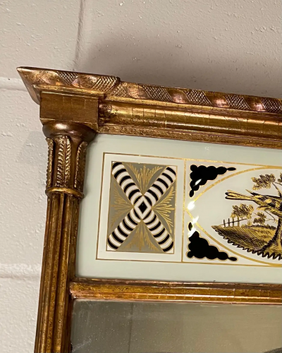 Federal Gilt Wood Eglomise Painted Mirror