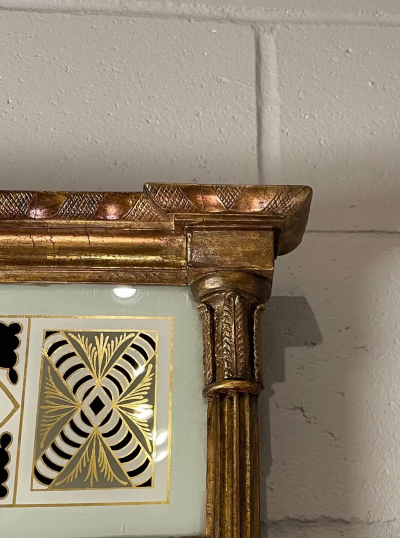 Federal Gilt Wood Eglomise Painted Mirror