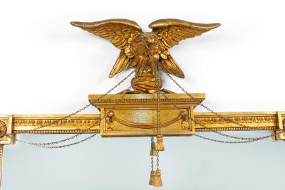Federal Rectangular Gilt Wood Mirror Surmounted by an Eagle