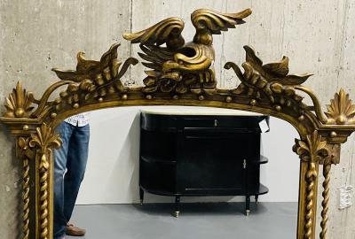 Federal Style Carved Giltwood Wall Console Pier Mirror Over Mantle 1900s
