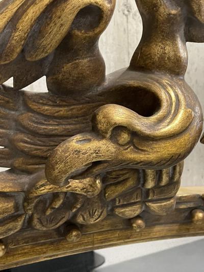 Federal Style Carved Giltwood Wall Console Pier Mirror Over Mantle 1900s
