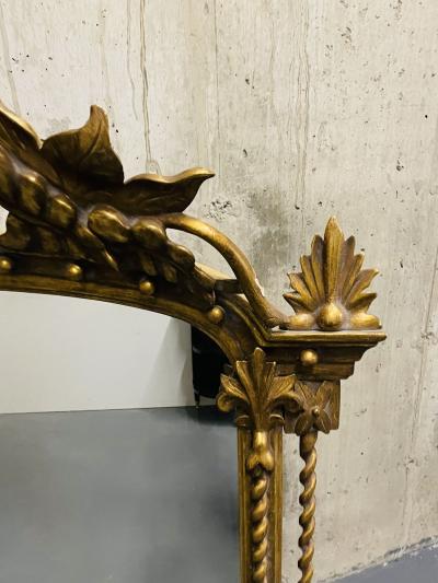 Federal Style Carved Giltwood Wall Console Pier Mirror Over Mantle 1900s