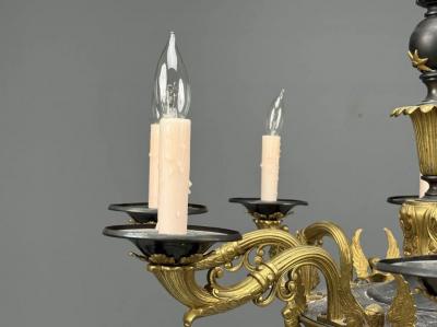 Federal Style Chandelier Bronze Ebony Europe 1960s