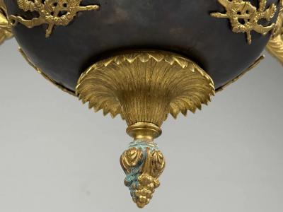 Federal Style Chandelier Bronze Ebony Europe 1960s