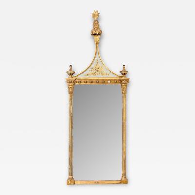 Federal Style Gilt Framed Mirror with Pineapple Finial Early 20th C 