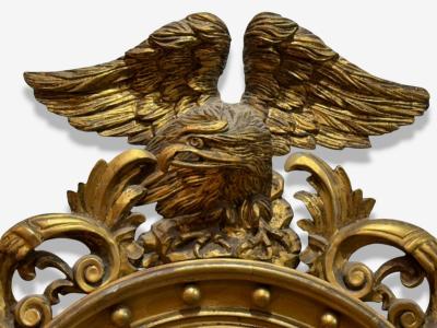 Federal Style Giltwood Convex Mirror Regency Wall Mirrors USA 19th C 