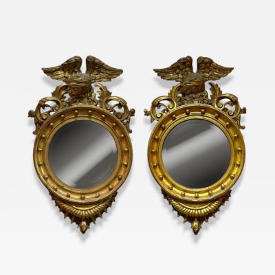 Federal Style Giltwood Convex Mirror Regency Wall Mirrors USA 19th C 