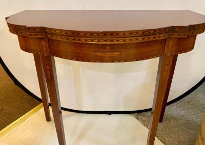 Federal Style Inlaid Flip Top Card or Games Table Demilune