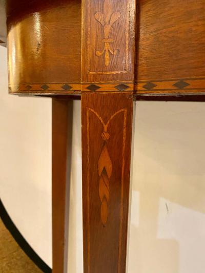 Federal Style Inlaid Flip Top Card or Games Table Demilune