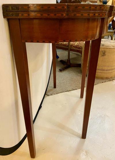 Federal Style Inlaid Flip Top Card or Games Table Demilune