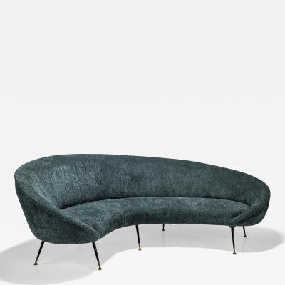 Federico Munari Blue Curved Sofa In The Style Of Federico Munari Italy 1950s