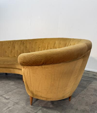 Federico Munari Curved Velvet Sofa by Federico Munari with Matching Armchairs Italy 1950s