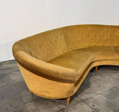 Federico Munari Curved Velvet Sofa by Federico Munari with Matching Armchairs Italy 1950s