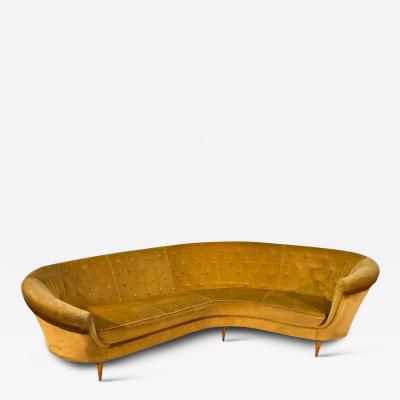 Federico Munari Curved Velvet Sofa by Federico Munari with Matching Armchairs Italy 1950s