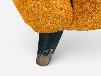 Federico Munari Style Lounge Chairs Fabric Ebonized Wood Italy 1960s