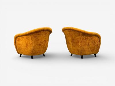 Federico Munari Style Lounge Chairs Fabric Ebonized Wood Italy 1960s