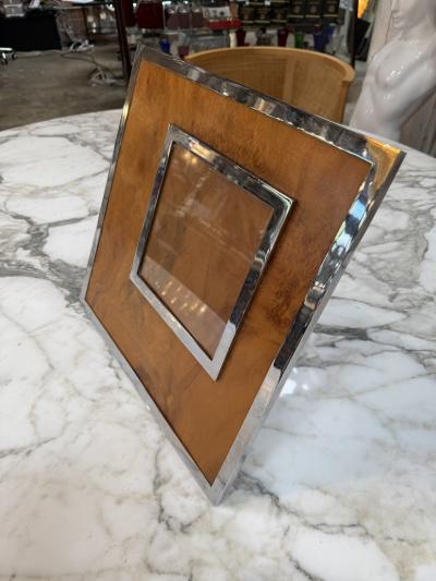 Feliceantonio Botta Felice Antonio Botta Signed Burl Wood Chrome Picture Frame Italy 1973