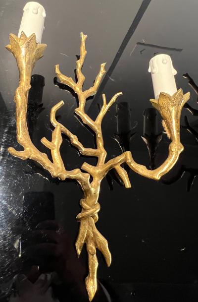 Felix Agostini Felix Agostini style rarest set of 4 gold bronze organic sconces