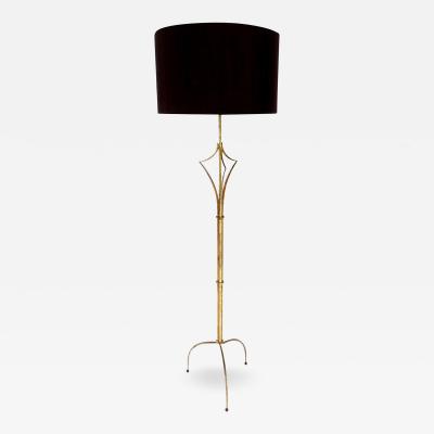 Felix Agostini French Gilded Iron Floor Lamp in the manner of Felix Agostini