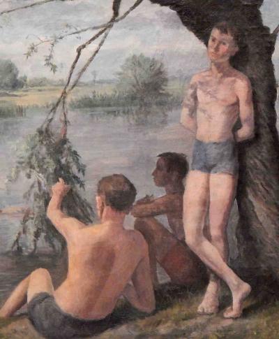 Felix Meseck Bathing by the River by Felix Meseck 1883 1955 Germany oil on canvas 1938