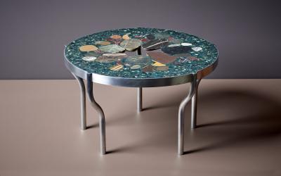 Felix Muhrhofer Handcrafted Terrazzo Coffee Table in Blue Green Queen Frederic Felix Muhrhofer