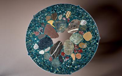 Felix Muhrhofer Handcrafted Terrazzo Coffee Table in Blue Green Queen Frederic Felix Muhrhofer