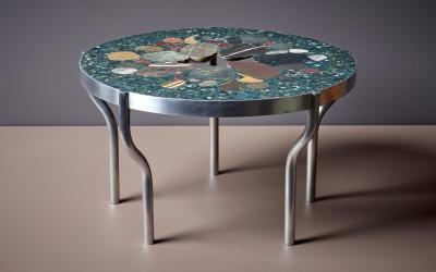 Felix Muhrhofer Handcrafted Terrazzo Coffee Table in Blue Green Queen Frederic Felix Muhrhofer