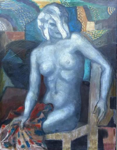 Felix Pascual Felix Pascual Original Oil Painting on Canvas Woman in Studio Spain 1930s