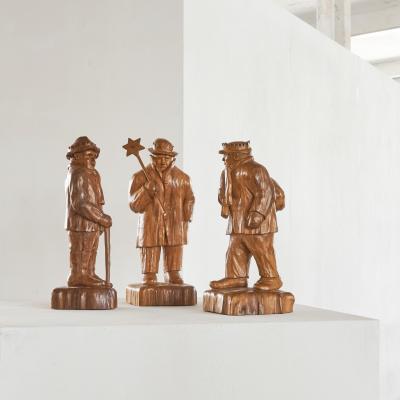 Felix Timmermans 3 Wise Men Flemish Folk Art Sculptures in Carved Wood 1970