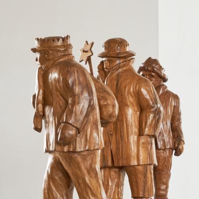 Felix Timmermans 3 Wise Men Flemish Folk Art Sculptures in Carved Wood 1970