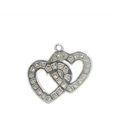 Felix Vollman Diamond Double Heart Platinum Charm by Felix Vollman