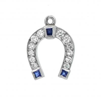 Felix Vollman Horseshoe Charm with Diamond and Sapphire Platinum