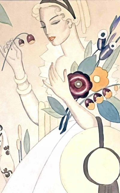 Female Figure with Attendant by Alice Szegedy Hungarian 20th C 