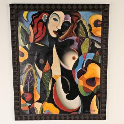 Female Nude Abstract Painting Signed Paul Honatke 2002