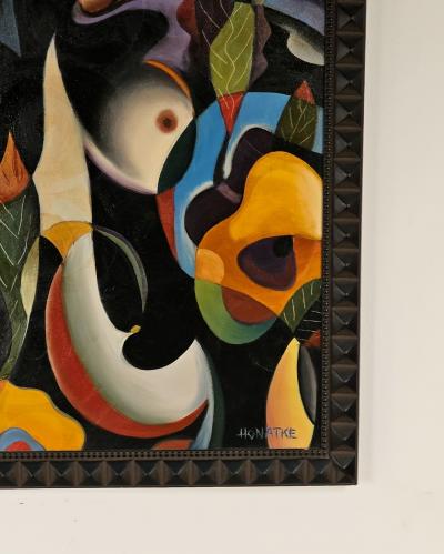 Female Nude Abstract Painting Signed Paul Honatke 2002
