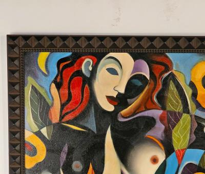 Female Nude Abstract Painting Signed Paul Honatke 2002