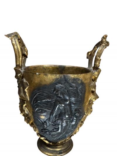 Ferdinand Barbedienne 19TH CENTURY PAIR OF FRENCH BRONZE NUDE SCENE URNS ON ONYX BASES