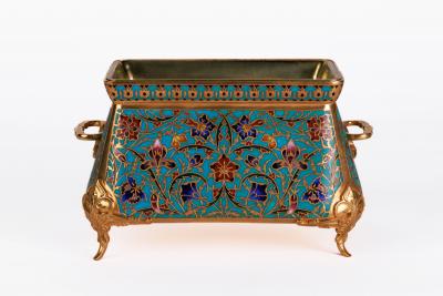 Ferdinand Barbedienne A French Ormolu and Champleve Enamel Jardiniere C 1870