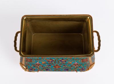 Ferdinand Barbedienne A French Ormolu and Champleve Enamel Jardiniere C 1870