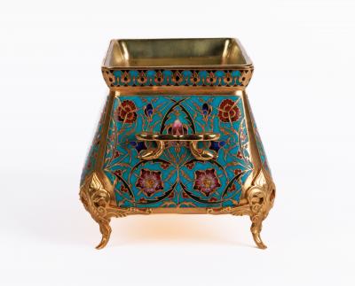 Ferdinand Barbedienne A French Ormolu and Champleve Enamel Jardiniere C 1870