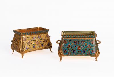 Ferdinand Barbedienne A French Ormolu and Champleve Enamel Jardiniere C 1870