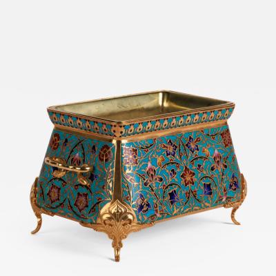 Ferdinand Barbedienne A French Ormolu and Champleve Enamel Jardiniere C 1870