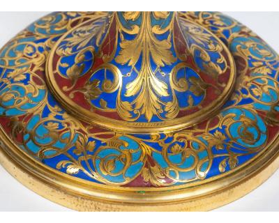 Ferdinand Barbedienne An Exceptional Pair of Champleve Enamel Ormolu Candelabra by Sevin Barbedienne