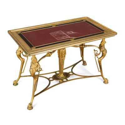 Ferdinand Barbedienne Antique French Neo Grec marble and gilt bronze centre table by Barbedienne