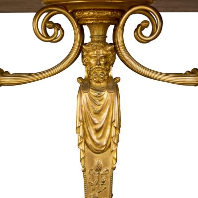 Ferdinand Barbedienne Antique French Neo Grec marble and gilt bronze centre table by Barbedienne