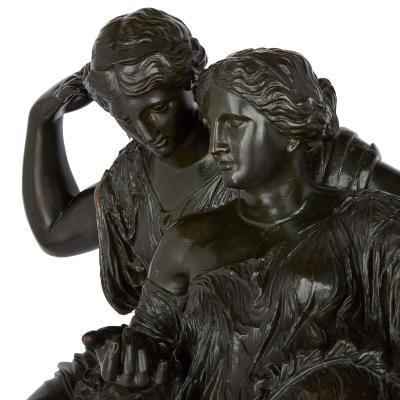 Ferdinand Barbedienne Antique French sculpture of the Two Fates by Barbedienne