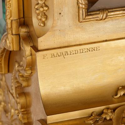 Ferdinand Barbedienne Antique gilt bronze mantel clock by S vin and Barbedienne