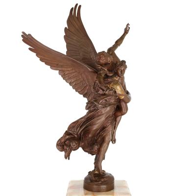 Ferdinand Barbedienne Antique patinated bronze and onyx mantel clock by Merci and Barbedienne